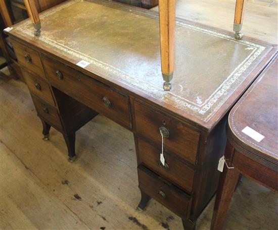 Ladies leather top desk central drawer with 3 drawers to each pedestal to casters